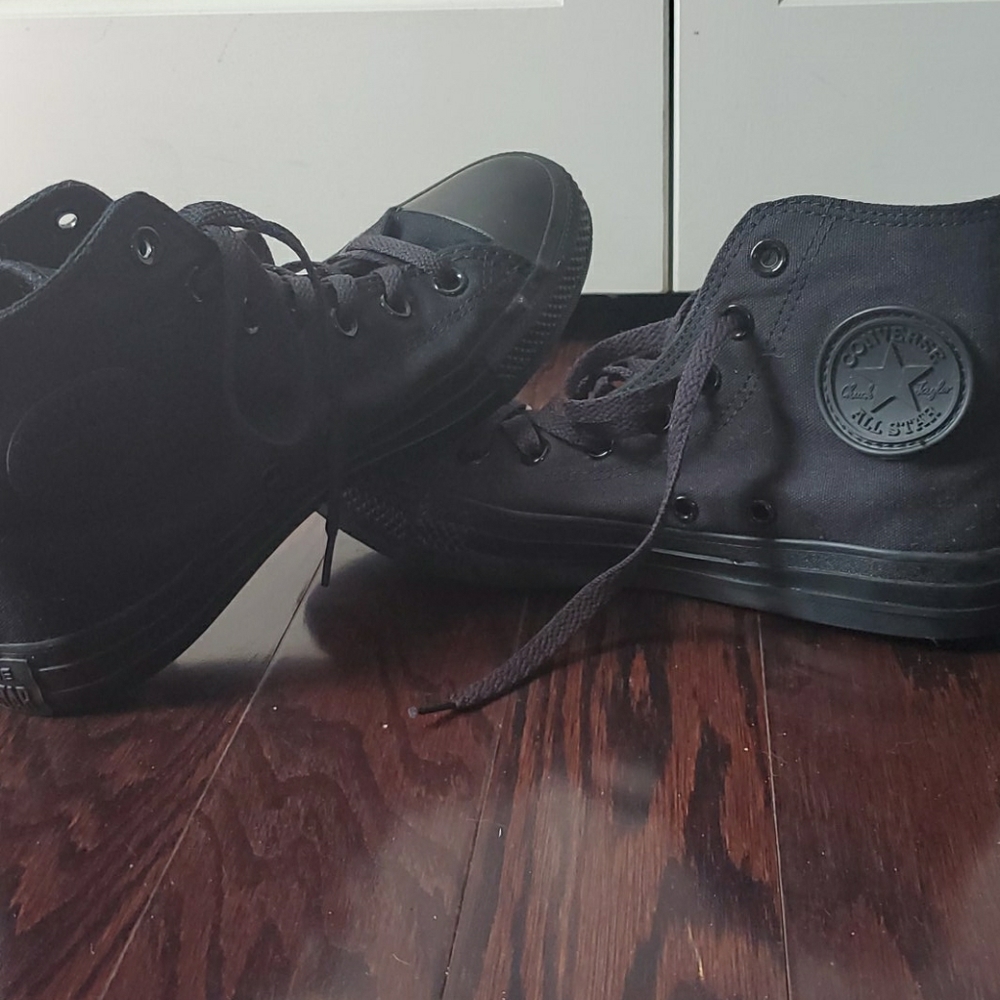 Black on black Converse high tops